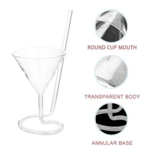 Cabilock Wine Glass Spiral Cocktail Glass Red Wine Glass Clear Juice Cup Goblet With Drinking Tube Straw ( Transparent )