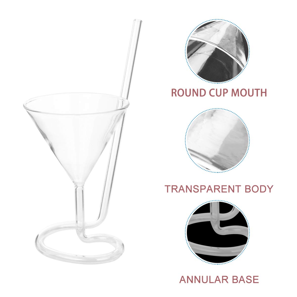 Cabilock Wine Glass Spiral Cocktail Glass Red Wine Glass Clear Juice Cup Goblet With Drinking Tube Straw ( Transparent )