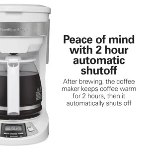 Hamilton Beach 12 Cup Programmable Drip Coffee Maker with 3 Brew Options, Glass Carafe, Auto Pause and Pour, White (46294)