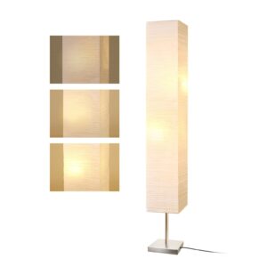 modern floor lamp, dimmable 3 levels brightness paper tall lamp standing lamps with lampshade, 55'' minimalist floor lamps for office, kids room, reading, home decor (off white)