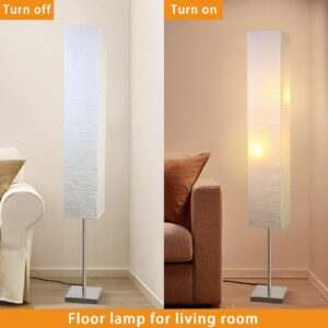 Modern Floor Lamp, Dimmable 3 Levels Brightness Paper Tall Lamp Standing Lamps with Lampshade, 55'' Minimalist Floor Lamps for Office, Kids Room, Reading, Home Decor (Off White)