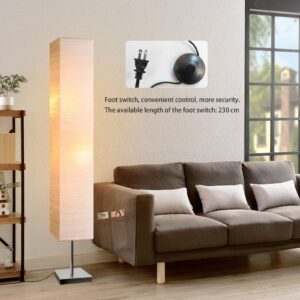 Modern Floor Lamp, Dimmable 3 Levels Brightness Paper Tall Lamp Standing Lamps with Lampshade, 55'' Minimalist Floor Lamps for Office, Kids Room, Reading, Home Decor (Off White)