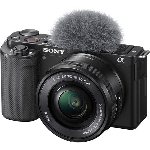 Sony ZV-E10 Mirrorless Camera with 16-50mm Lens (Black) Bundle - ILCZV-E10L/B + Sony 55-210mm Zoom Lens + Prime Accessory Package Including 128GB Memory, TTL Flash, Battery, Software Package & More