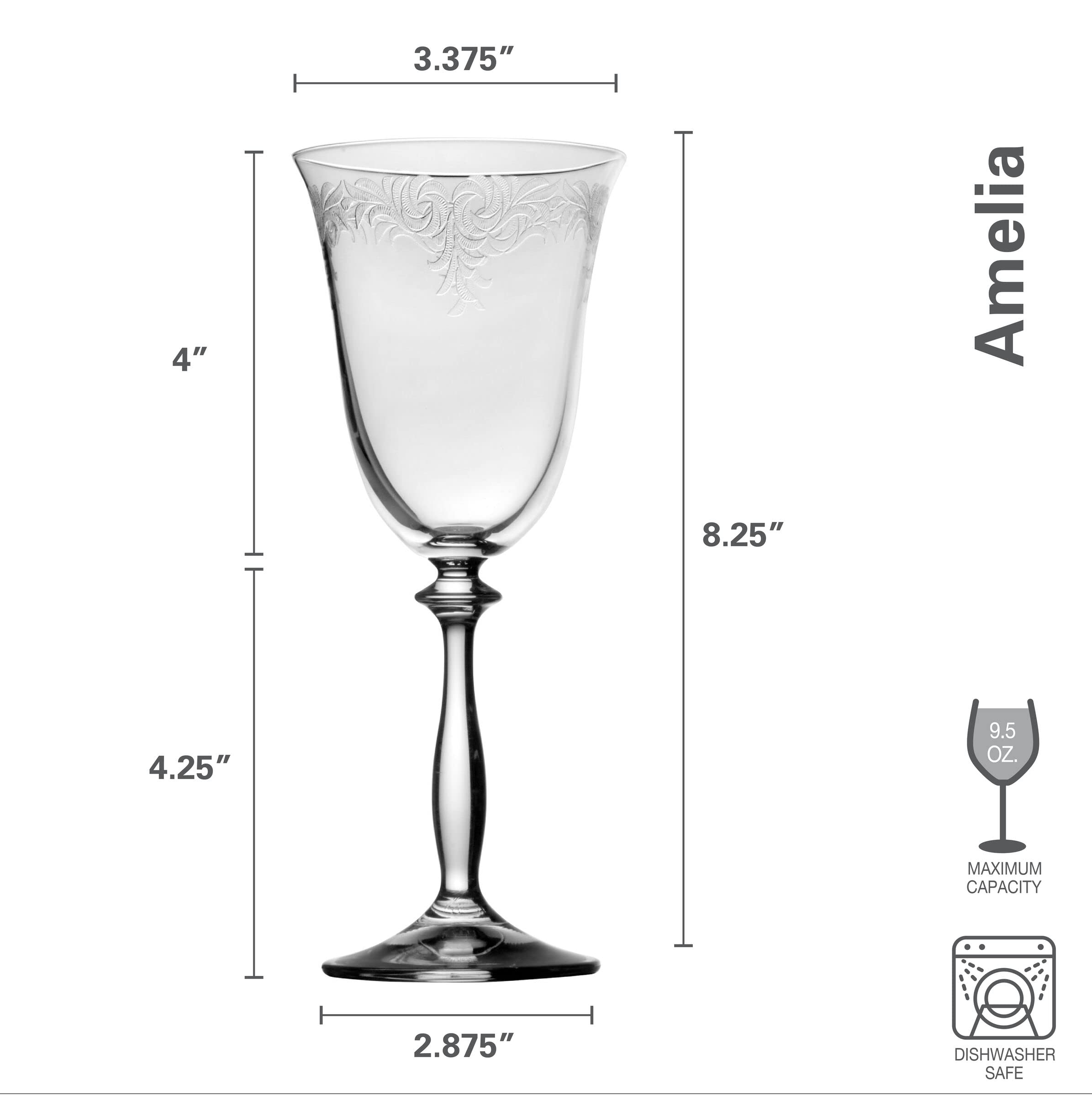 Mikasa Amelia White Wine Glasses, Set of 4, 9.5-Ounce, Clear