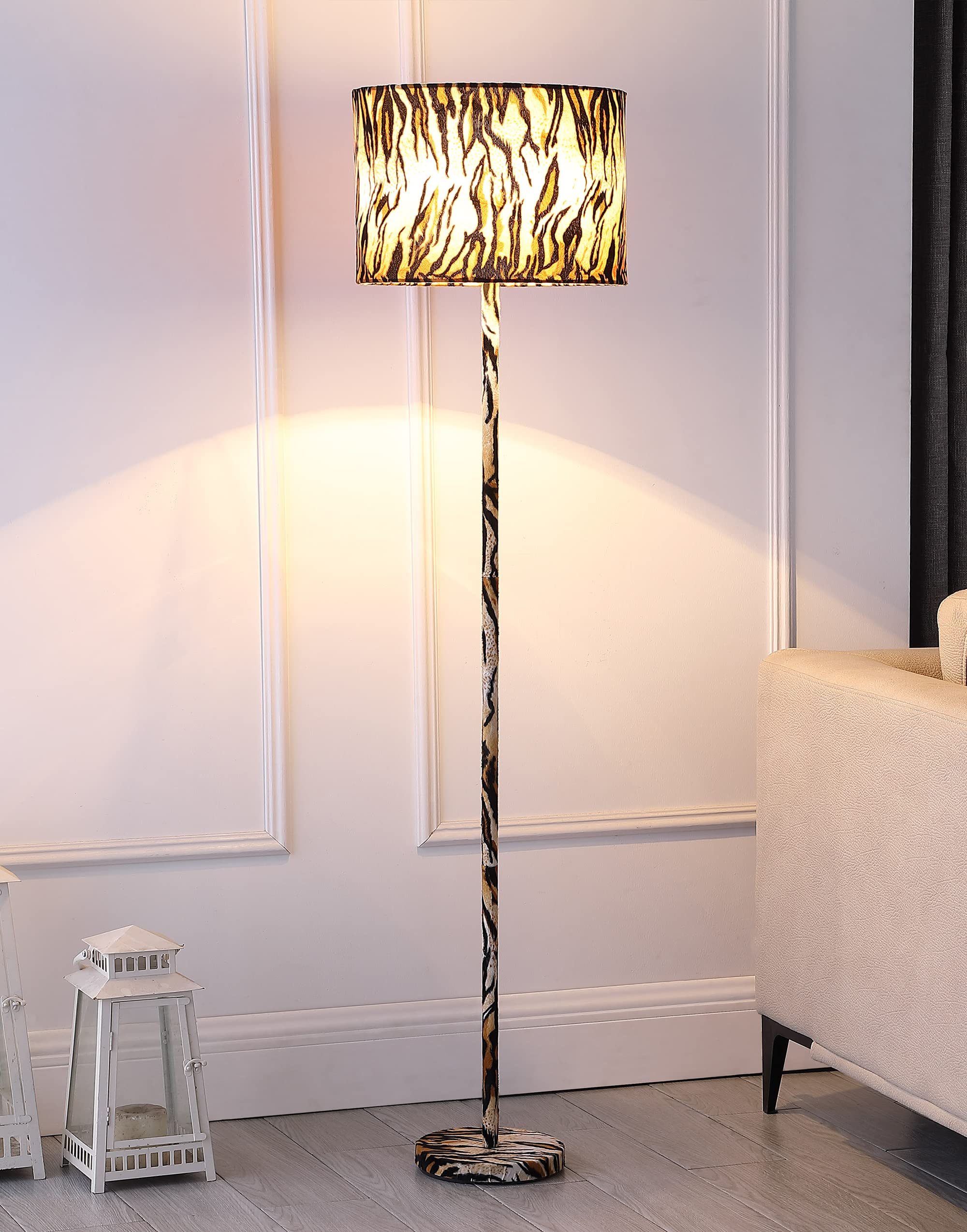 Ore International HBL2457 59" in Faux Suede Tiger Print Floor Lamp