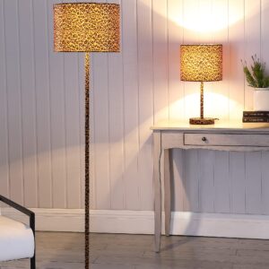 Ore International HBL2422 59" in Faux Suede Leopard Print Floor Lamp