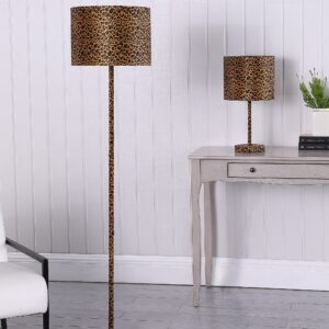 Ore International HBL2422 59" in Faux Suede Leopard Print Floor Lamp