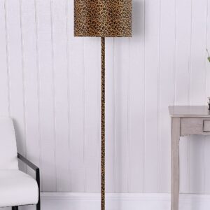 Ore International HBL2422 59" in Faux Suede Leopard Print Floor Lamp