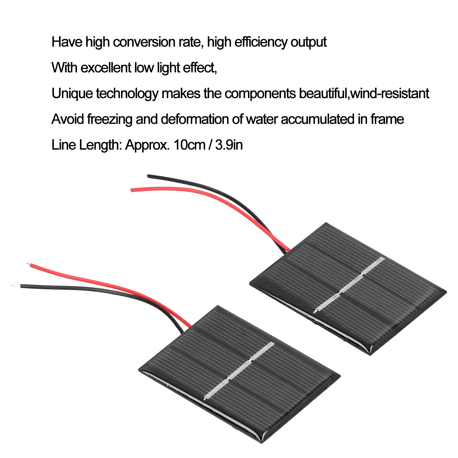 Mini Solar Panels, 2 Pcs Solar Panel Module Polysilicon Micro Mini Glue Power Solar Cells 43x55mm 0.4W 1.5V