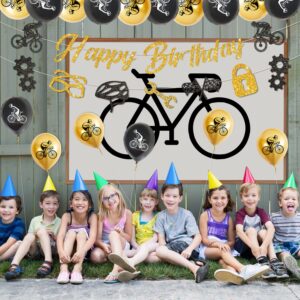 Bike Birthday Party Decorations, Including Banner, Cake Toppers, Balloons, Hanging Signs Bicycle Sports Theme Birthday Party Supplies for Kids and Bicycle Fans (B)