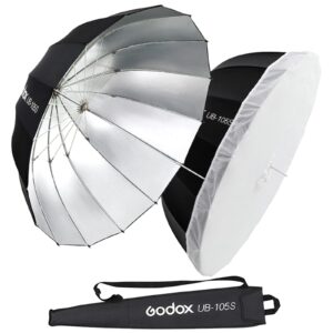 godox ub-105s 41.3" 105cm silver inner deep parabolic reflective umbrella photography studio soft light umbrella with withe diffuser cover for video studio portrait shooting