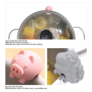 3pcs Pot Side Clips, Prevent Overflow Silicone Cute Animal Shape Pot Lid Lifting Clips Kitchen Cooking Tools