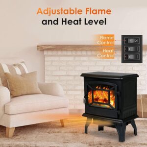 Electric Fireplace Fireplace Heater, Portable Freestanding Fireplace, Stove Heaters with Realistic Flame &Overheating Safety Protection, Fireplace Heaters for Indoor Use, 1500W CSA