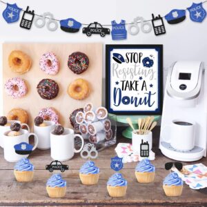 Levfla Officer Donut Bar Decoration Kit Police Banner Party Until The Cops Shown Up Table Sign Doughnut Dessert Food Topper for Graduation Birthday Retirement Anniversary Party Favor Ideas Supplies