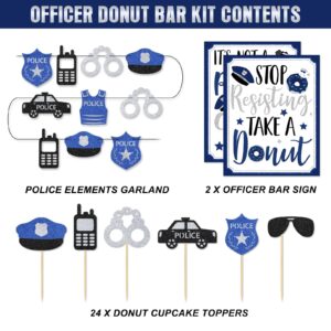 Levfla Officer Donut Bar Decoration Kit Police Banner Party Until The Cops Shown Up Table Sign Doughnut Dessert Food Topper for Graduation Birthday Retirement Anniversary Party Favor Ideas Supplies