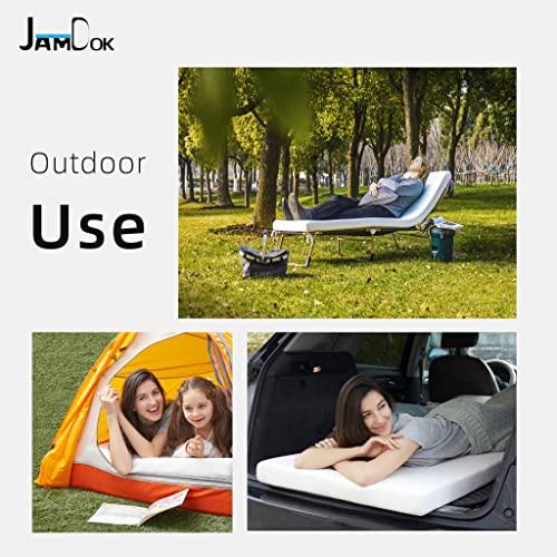 Jamdok Cot Mattress Topper,Roll Up Camping Mattress,Portable Folding Sleep Mat,Narrow Twin High Density Ventilated Mattress Pad(75 x 30 X3 inch)