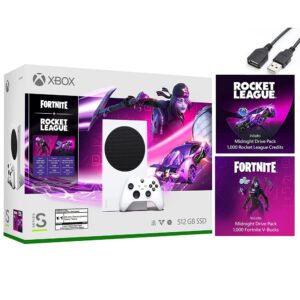 microsoft xbox series s 512gb ssd all-digital console(disc-free gaming), wireless controller, up to 120 fps, 1440p gaming resolution, hdr, amd freesync, usb extension cable (fortnite & rocket league) (renewed)