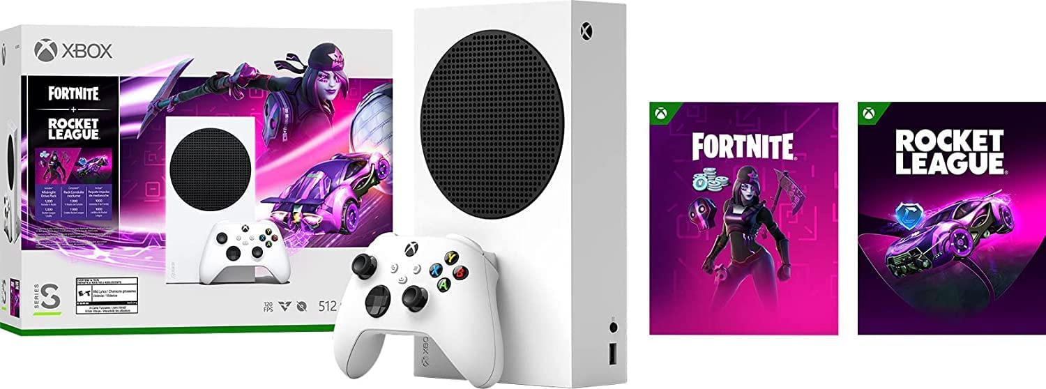 Microsoft Xbox Series S 512GB SSD All-Digital Console(Disc-Free Gaming), Wireless Controller, Up to 120 FPS, 1440p Gaming Resolution, HDR, AMD FreeSync, USB Extension Cable (Fortnite & Rocket League) (Renewed)