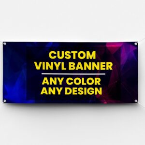 Personalized Custom Vinyl Banner Printing Indoor or Outdoor use 2ft x 5ft Printed Business Event Birthday Party Large Custom Vinyl banner for Party Decoration Factory of Stickers (2'x5')