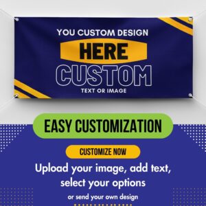 Personalized Custom Vinyl Banner Printing Indoor or Outdoor use 2ft x 5ft Printed Business Event Birthday Party Large Custom Vinyl banner for Party Decoration Factory of Stickers (2'x5')