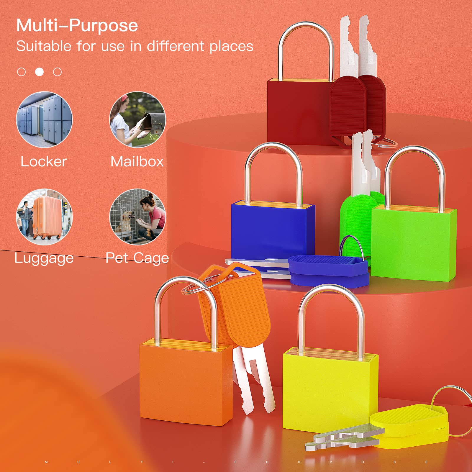 5Pcs Small Locks with Keys, Multicolor Luggage Locks ABS Plastic Covered Copper Keyed Padlock for Suitcase, Backpack, Gym Locker, Jewelry Box