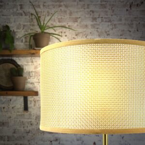 Brightech Zion Elegant Floor Lamp – Modern Woven Wicker Shade Matches Boho, and Mid-Century Décor – Free Standing LED Light for Living Rooms and Bedrooms – Tall Lamp Gets Compliments - Brass