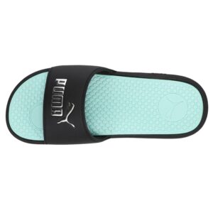 PUMA Women's Cool Cat Slide Sandal, Puma Black/Fair Aqua/Puma Silver, 10 M US