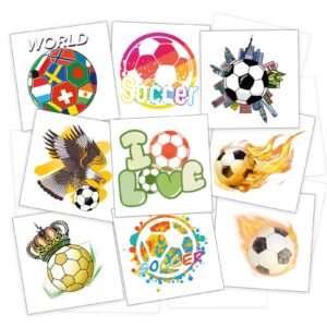 metker soccer sports waterproof temporary tattoos,140 piece individual temporary tattoo stickers for adults,kids,soccer fans,perfect for soccer parties, group events,soccer face stickers,gift bag