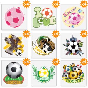 Metker Soccer Sports Waterproof Temporary Tattoos,140 Piece Individual Temporary Tattoo Stickers for Adults,Kids,Soccer Fans,Perfect for Soccer Parties, Group Events,Soccer Face Stickers,Gift Bag