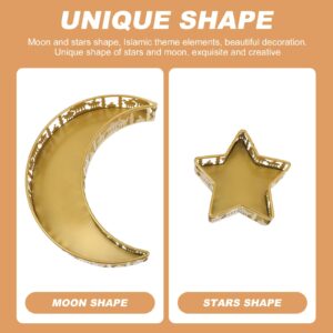 Star Moon Shaped Ramadan Tray: 2Pcs Ramadan Kareem Iron Tray Eid Mubarak Candy Dessert Tray Islam Muslim Party Festival Table Decor