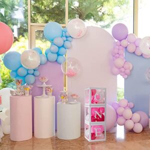 JeuntGoo ONE Balloon Boxes for 1st Birthday, First Birthday Decorations for Girl Boy, 3 Baby Clear Block Cubes with Letters as Photoshoot Props, Cake Smash Party Backdrop-Reusable for 2nd Birthday…