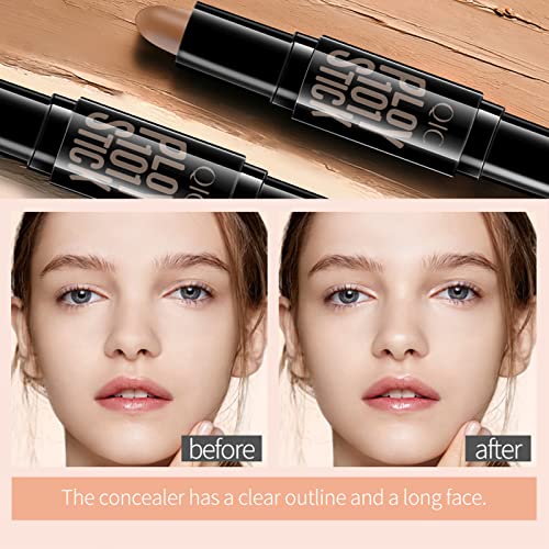 Highlight Contour Stick, 2 in 1 Makeup Shading Stick, Face Highlighters Sticks, Concealer Contour Highlighter Stick,Cruelty Free Makeup,double-end face concealer contouring sticks cream (01)