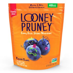 looney pruney pitted dried prunes for the entire family | always california-grown | kosher | no added sugar & no preservatives (40 oz)
