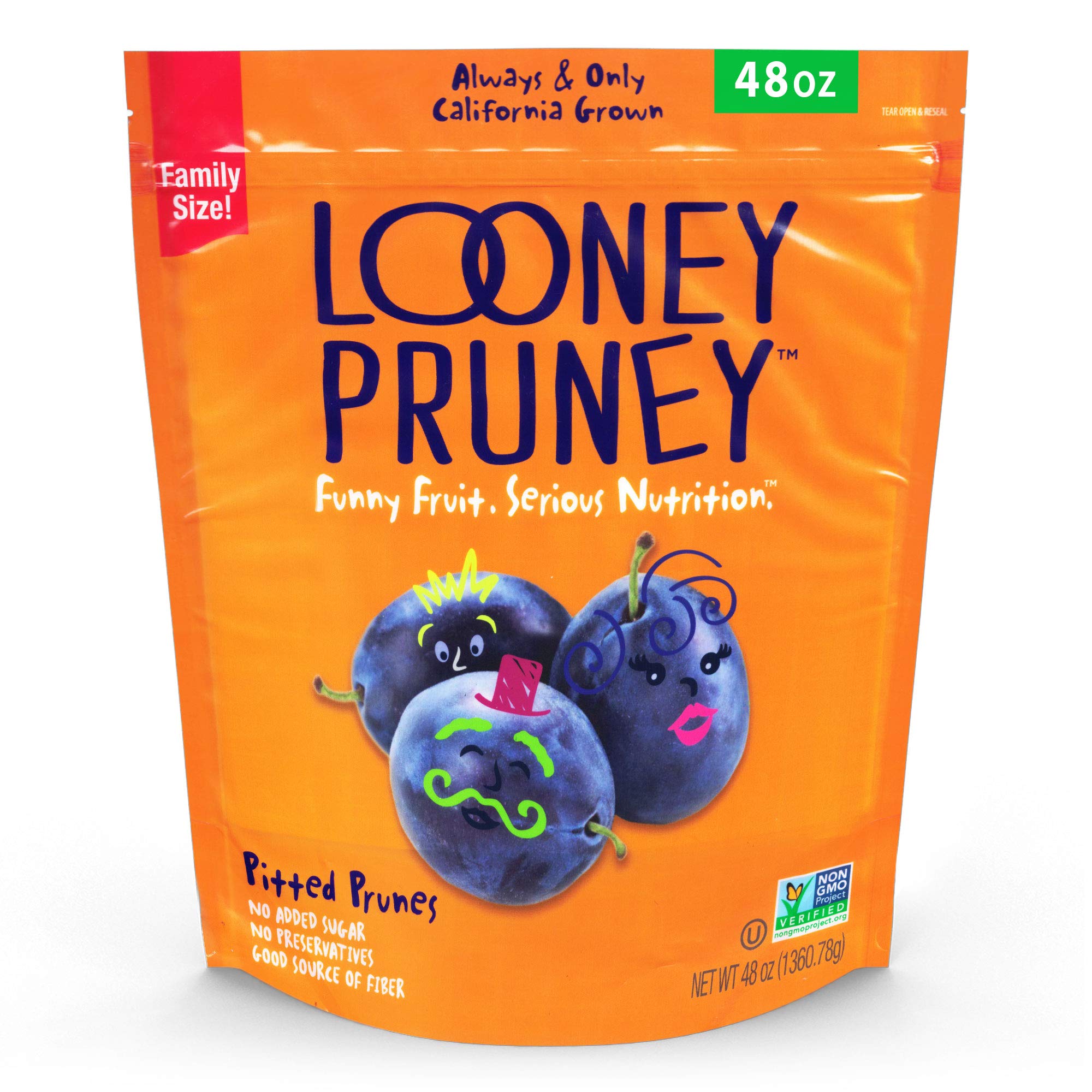 Looney Pruney Pitted Dried Prunes for the Entire Family | Always California-Grown | Kosher | No Added Sugar & No Preservatives (40 oz)