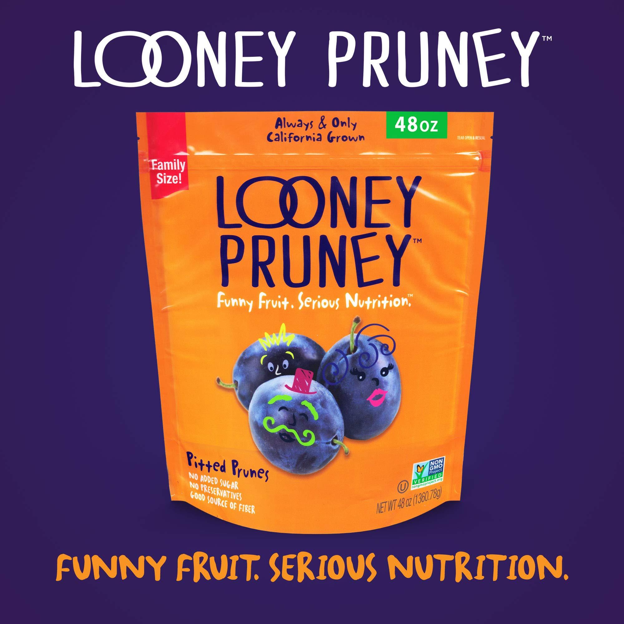 Looney Pruney Pitted Dried Prunes for the Entire Family | Always California-Grown | Kosher | No Added Sugar & No Preservatives (40 oz)