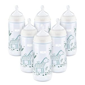 nuk smooth flow anti-colic bottle, 10 ounce pack of 6, fashion (zebra)