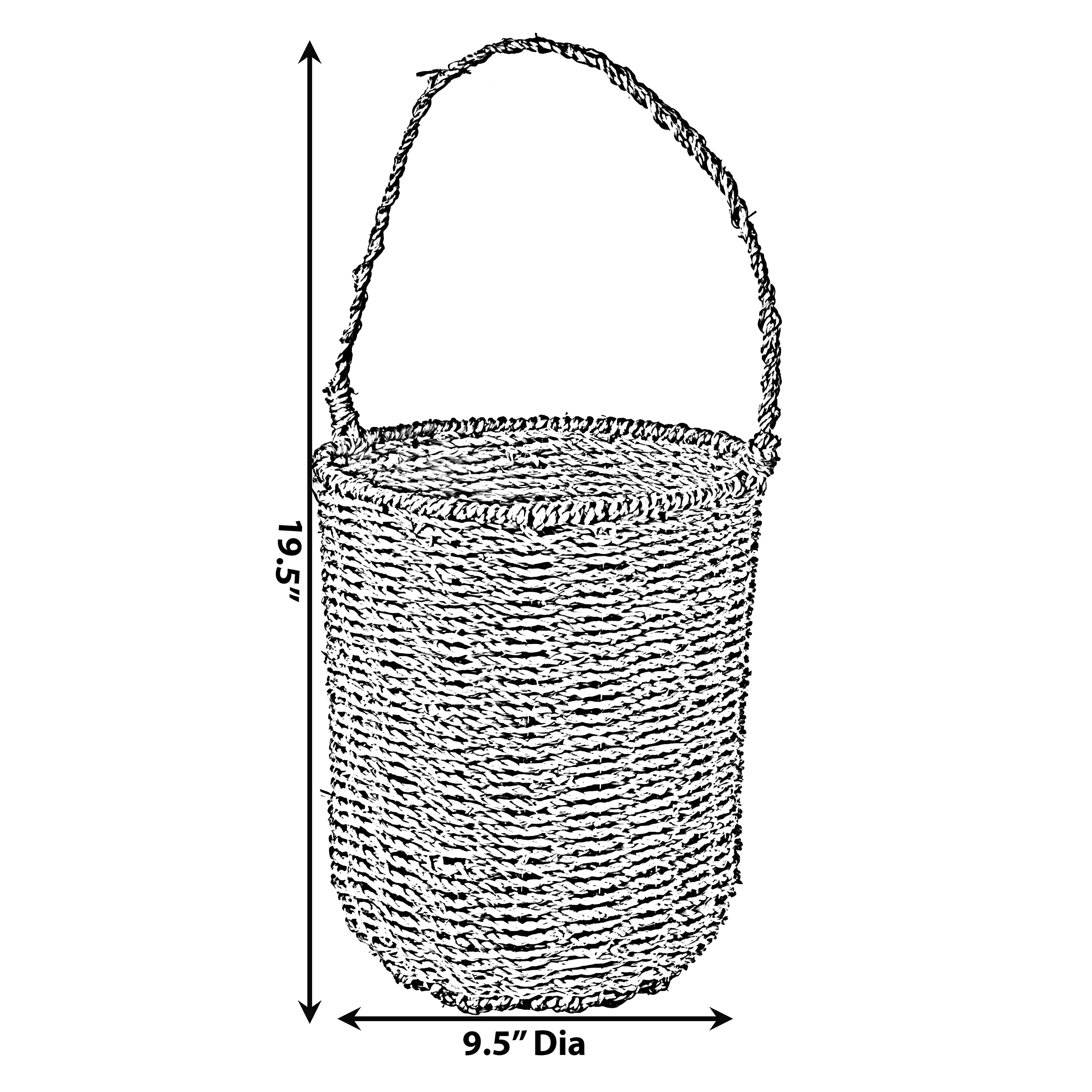 Decorative Woven Natural Seagrass Storage Basket with Built in Woven Handles