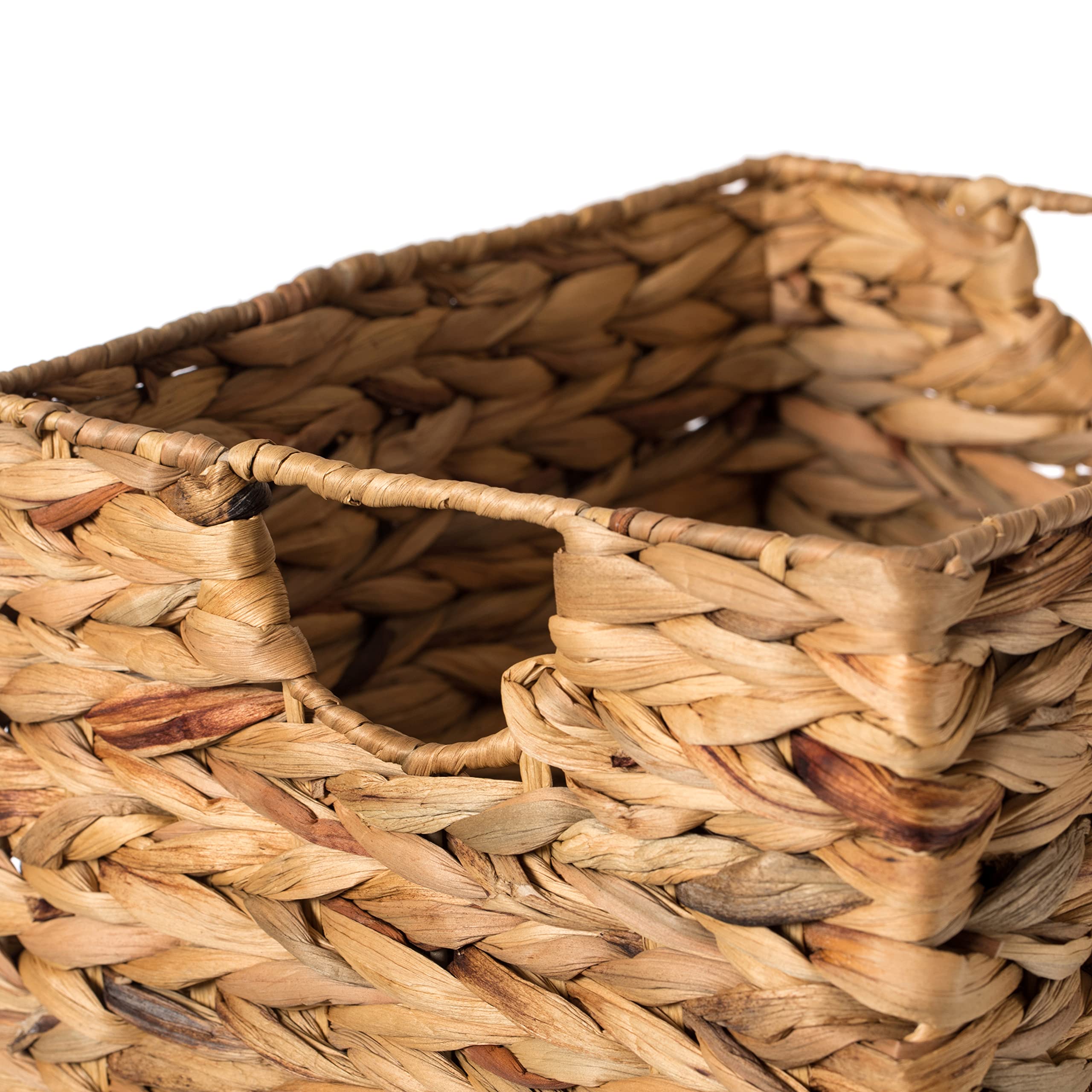 Natural Decorative Woven Water Hyacinth Storage Basket for The Playroom, Bedroom, and Living Room