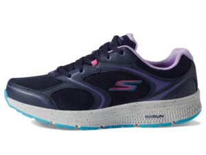 skechers women's go run consistent-vivid horizon sneaker, navy/lavender, 9