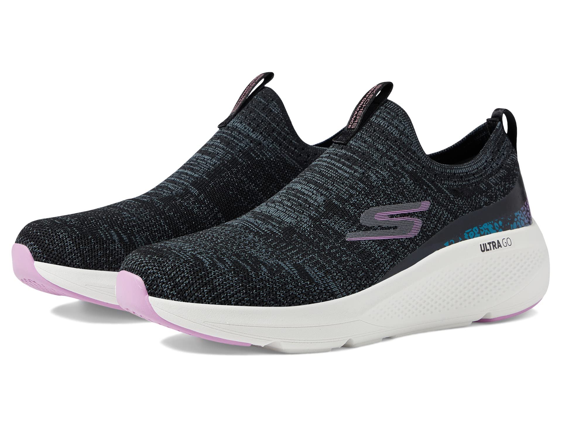 Skechers Women's GO Run Elevate-Indigo Sneaker, Black/Pink, 7