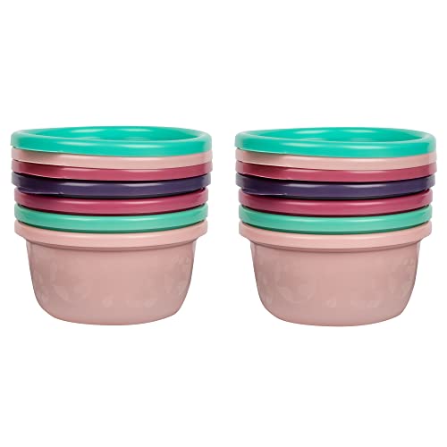 The First Years GreenGrown Reusable Bowls with Lids – Toddler Snack Bowl – 8 Pack – Pink/Purple/Teal