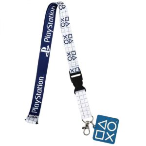 playstation button symbols with rubber charm id badge holder breakaway lanyard keychain