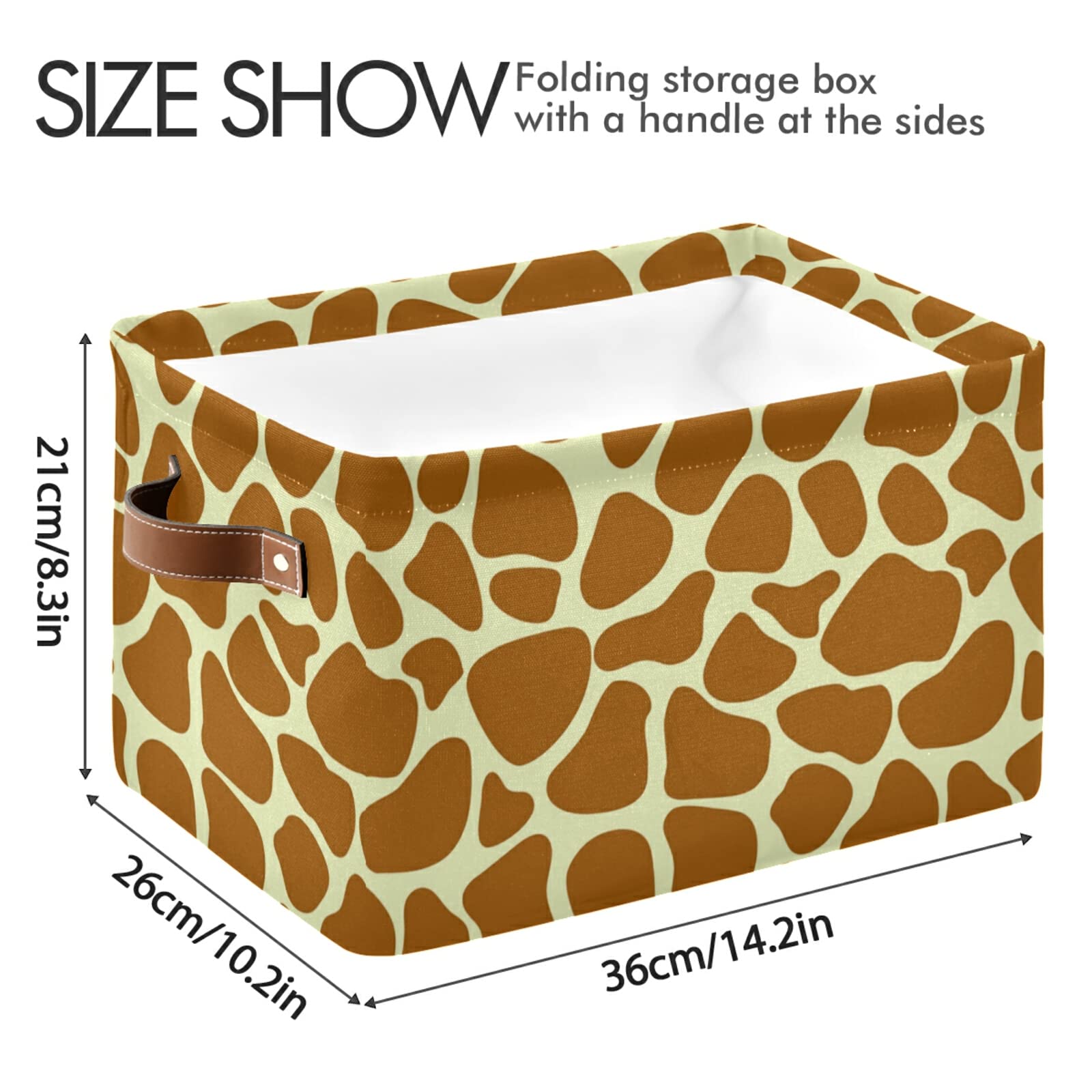 AUUXVA Giraffe Print Seamless Pattern Storage Bin Canvas Toys Storage Basket Bin Large Storage Cube Box Collapsible with Handles for Home Office Bedroom Closet Shelves,1 pc