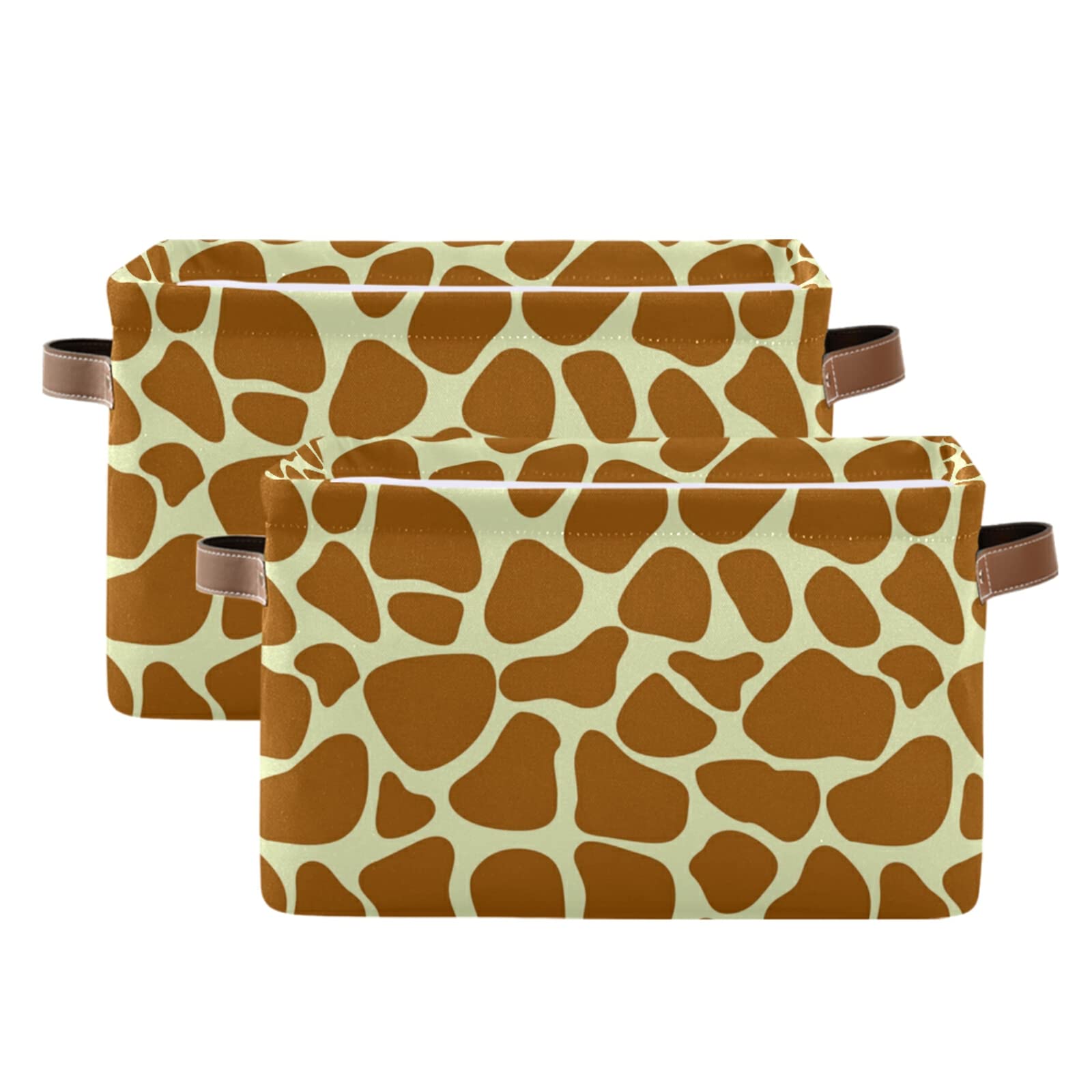 AUUXVA Giraffe Print Seamless Pattern Storage Bin Canvas Toys Storage Basket Bin Large Storage Cube Box Collapsible with Handles for Home Office Bedroom Closet Shelves,1 pc