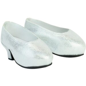 sophia's sparkling high heels with closed toes and glitter platform pumps for 18 inch dolls, silver