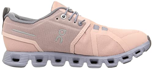 ON Women's Cloud 5 Waterproof Sneakers, Rose/Fossil, 8