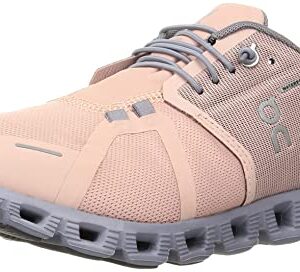 ON Women's Cloud 5 Waterproof Sneakers, Rose/Fossil, 8