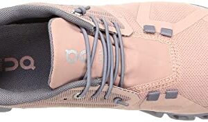 ON Women's Cloud 5 Waterproof Sneakers, Rose/Fossil, 8