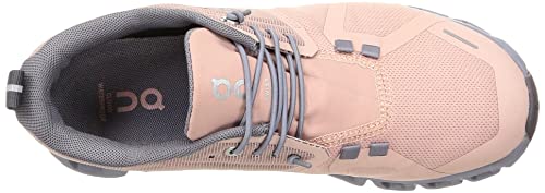 ON Women's Cloud 5 Waterproof Sneakers, Rose/Fossil, 8