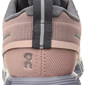 ON Women's Cloud 5 Waterproof Sneakers, Rose/Fossil, 8